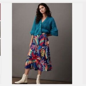 Anthropologie Farm Rio Fatima Tiered Midi Skirt S